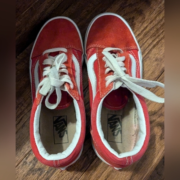 VANS Old Skool suede red & White youth sneakers kids size 2.5 - Picture 4 of 12